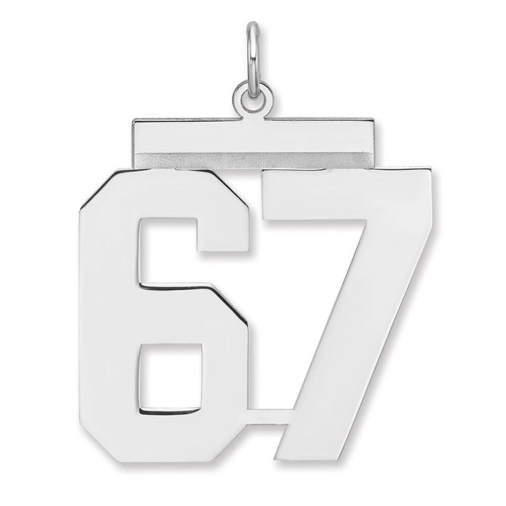 Sterling Silver, Athletic Collection, XL Polished Number 67 Pendant